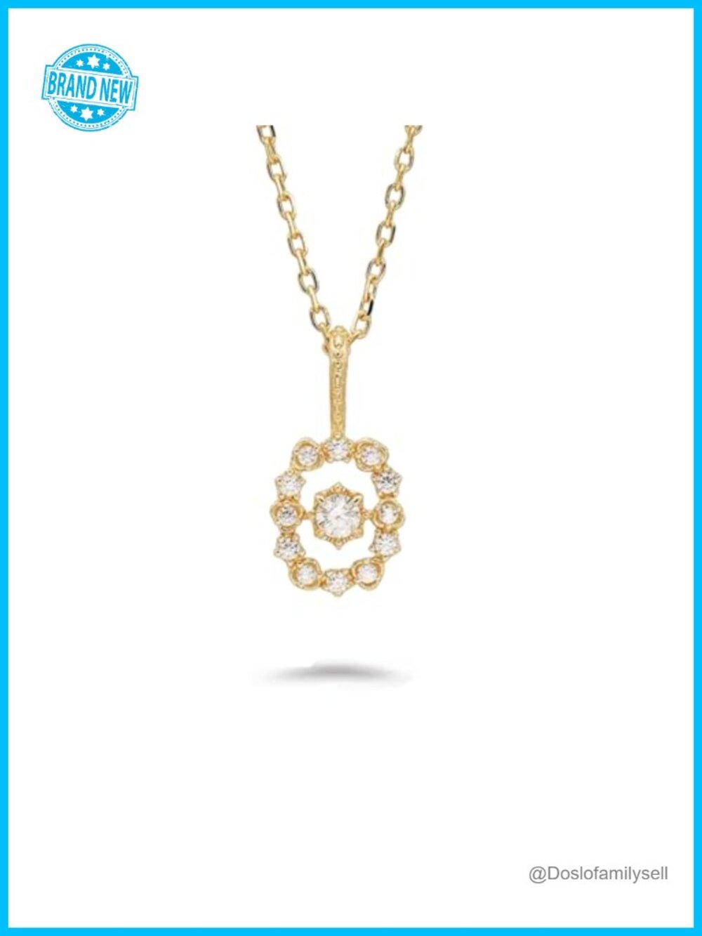 925 Sterling Silver 14K Gold Plated CZ Square Pendant Necklace
